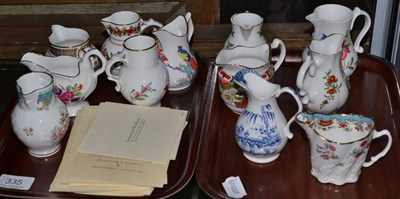 Lot 335 - Twelve Worcester china jugs with certificates