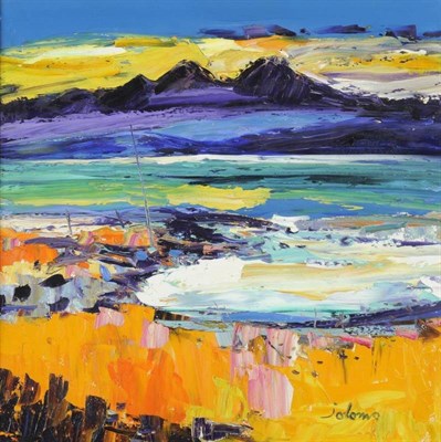 Lot 841 - John Lowrie Morrison  "Jolomo " (b.1948)  "Storm - Paps of Jura from Loch Sween " Signed...