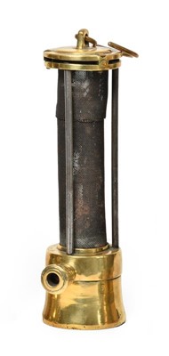 Lot 3165 - Davy Mining Safety Lamp with three pillars and...