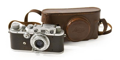 Lot 3299 - Leica IIIa Camera no. 183801 with Leitz Elmar...