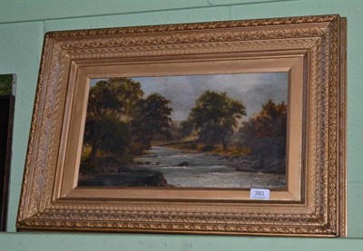 Lot 383 - Ralph Stubbs (1823-1879) river landscape, signed, oil on canvas