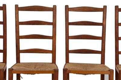 Lot 2248 - A Set of Four Ash Ladderback Rush-Seated...