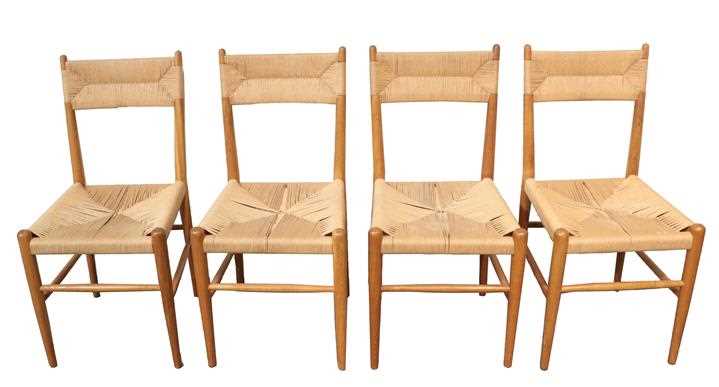 Lot 2268 - A Set of Four Danish Oak Dining Chairs, paper...