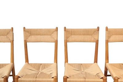 Lot 2268 - A Set of Four Danish Oak Dining Chairs, paper...