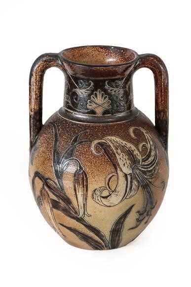 Lot 2006 - A Martin Brothers Stoneware Twin-Handled Vase,...