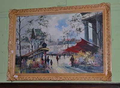 Lot 397 - Richard Prior, street scene, oil on canvas