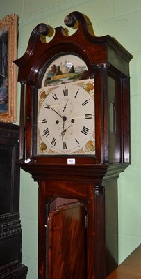 Lot 403 - A 19th century mahogany 8-day longcase clock with painted arch dial, signed W.Young, Dundee