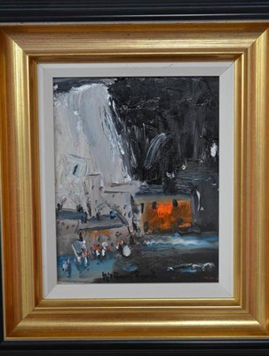 Lot 848 - William  "Bill " Turner (b.1920)  "Assembling the Band " Signed, inscribed verso, oil on canvas...