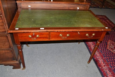 Lot 430 - Mahogany two drawer writing table with green leather tooled top