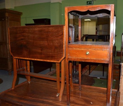 Lot 437 - Edwardian mahogany inlaid Sutherland table and a Georgian mahogany bedside table