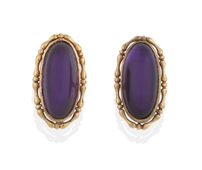 Lot 2336 - A Pair of 9 Carat Gold Amethyst Cufflinks,...