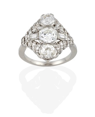 Lot 2355 - An Art Deco Diamond Ring, a trio of old cut...