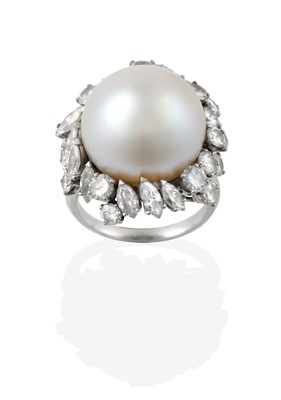 Lot 2263 - A South Sea Mabé Pearl and Diamond Ring, the...