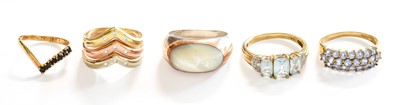 Lot 47 - Five Rings, including a silver mother-of-pearl...