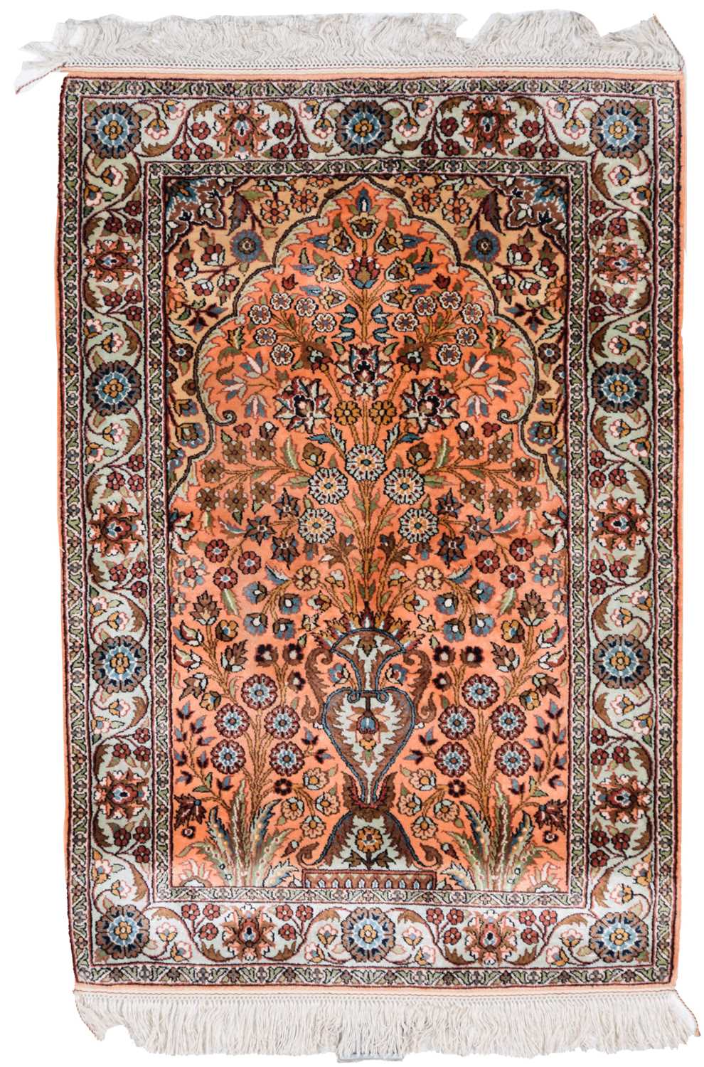 Lot 177 - Kashmir Silk Prayer Rug, modern The bright...