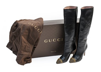 Lot 421 - A Pair of Gucci Malaga Lady's Black Leather...