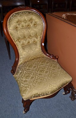 Lot 465 - Victorian mahogany nursing chair upholstered with gold brocade