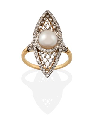 Lot 2267 - A French Pearl and Diamond Ring, circa 1910,...