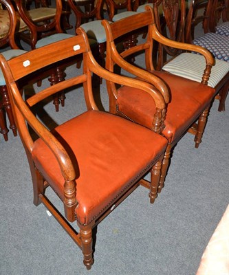 Lot 471 - A pair of mahogany carver chairs and shield back mahogany dining chair