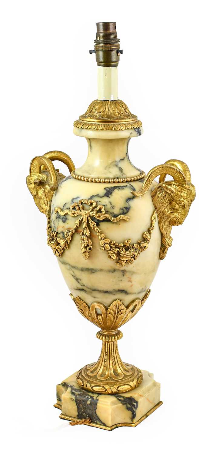 Lot 1048 - A Gilt Metal Mounted Veined Yellow Marble Lamp...