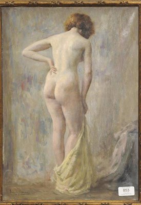 Lot 853 - Émile Simon (1870-1976) Female nude in a sunlit interior Oil on canvas, 46cm by 33cm