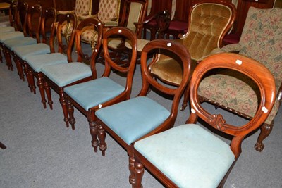 Lot 473 - A set of seven Victorian balloon back dining chairs and two other Victorian mahogany balloon...