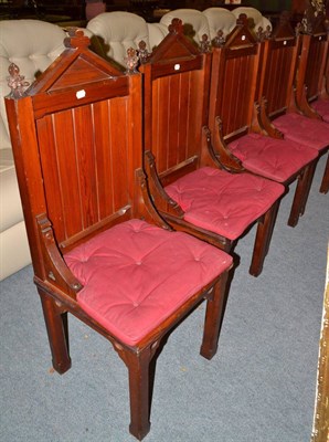 Lot 478 - Six pitch pine Gothic style chairs