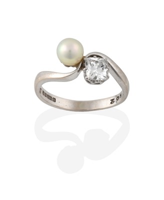 Lot 2326 - An 18 Carat White Gold Pearl and Diamond Twist...