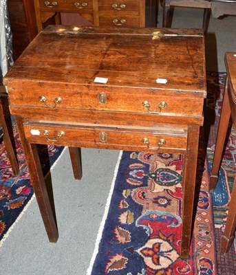 Lot 482 - Small elm slope front bureau on stand