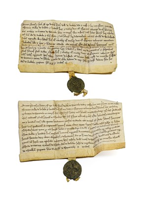 Lot 185 - Lincolnshire. Two medieval deeds on vellum, 13th century