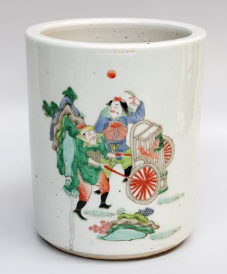 Lot 180 - A Chinese Porcelain Cylindrical Brush Pot,...