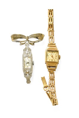 Lot 327 - A Diamond Set Cocktail Watch, the rectangular...