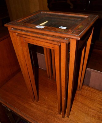 Lot 492 - Satinwood nest of tables with painted decoration