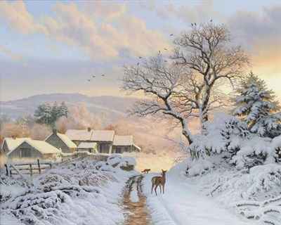 Lot 855 - Daniel Van Der Putten (b.1960)   "Consiton, The Lake District in winter " Signed, oil on panel,...