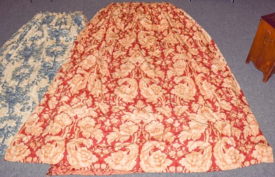 Lot 348 - A pair of double-lined curtains, decorated...