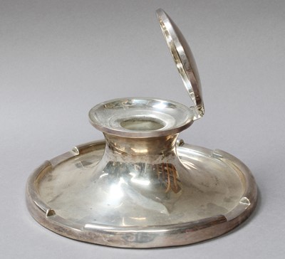 Lot 6 - An Edward VII Oversized Silver Capstan-Inkwell,...