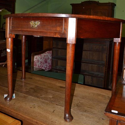 Lot 498 - A 19th century mahogany demi lune side table with single drawer