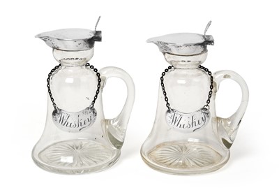 Lot 2288 - A Pair of Edward VII Silver-Mounted Glass Whiskey-Tots and Labels