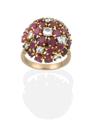 Lot 2337 - A Ruby and Diamond Cluster Ring