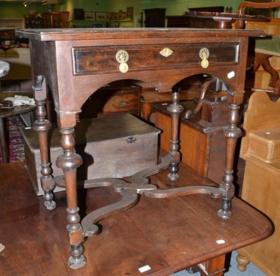 Lot 504 - An 18th century style oak side table with single drawer