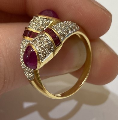 Lot 2390 - A Ruby and Diamond Twist Ring