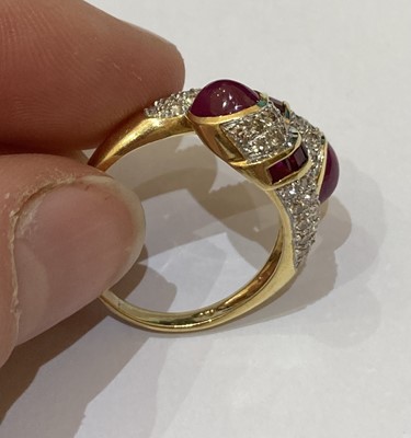 Lot 2390 - A Ruby and Diamond Twist Ring