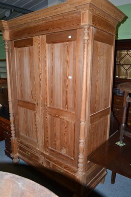 Lot 512 - Victorian large pitch pine double wardrobe