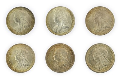 Lot 139 - Victoria, a Set of 6 x Old Head Silver Coins...