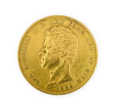 Lot 145 - Italian States, Sardinia Gold 100 lire 1834P,...