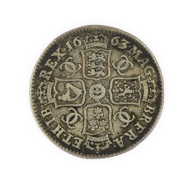 Lot 150 - Charles II, Shilling 1663, obv. first draped...