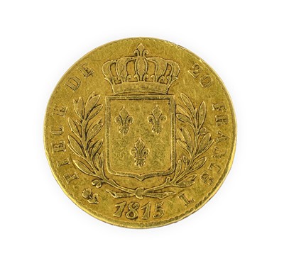 Lot 159 - France, Gold 20 Francs 1815L (Bayonne Mint),...