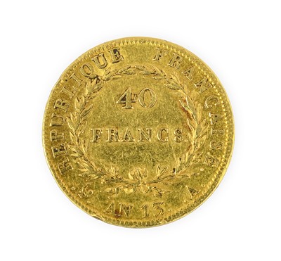 Lot 161 - France, Gold 40 Francs AN 13A (1805), (Paris...
