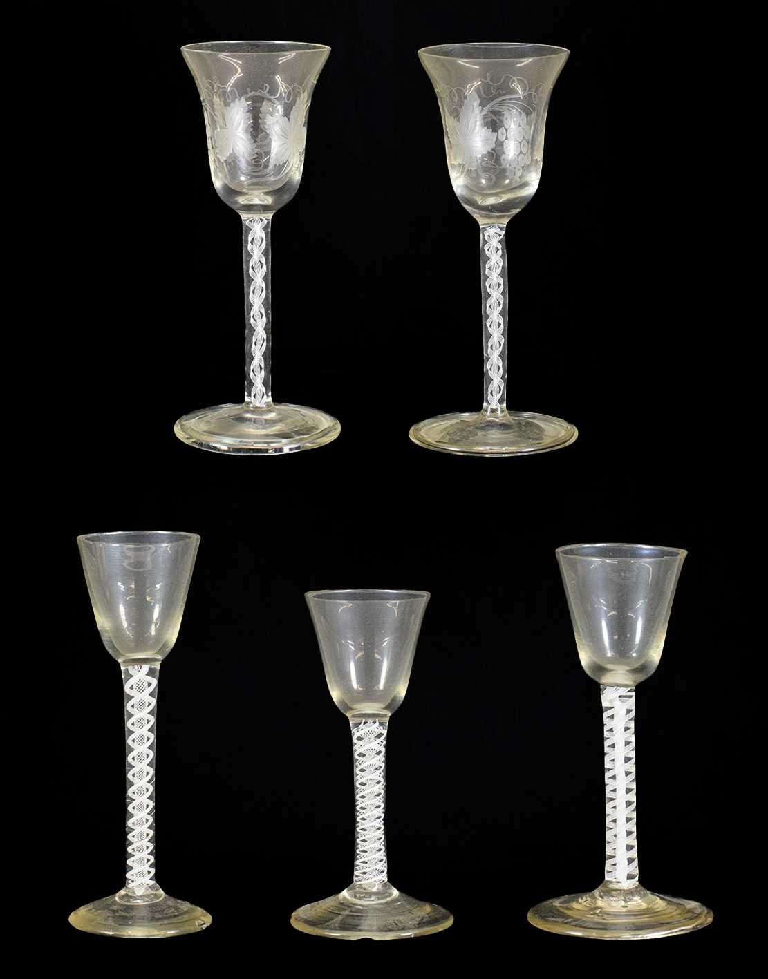 Lot 113 - A Wine Glass, circa 1760, the rounded funnel...