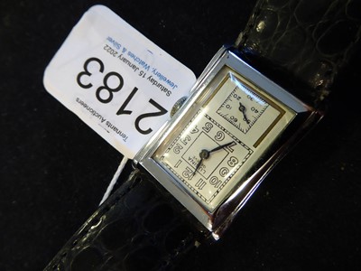 Lot 2183 - A Chrome Plated Rectangular Flared Sided Wristwatch